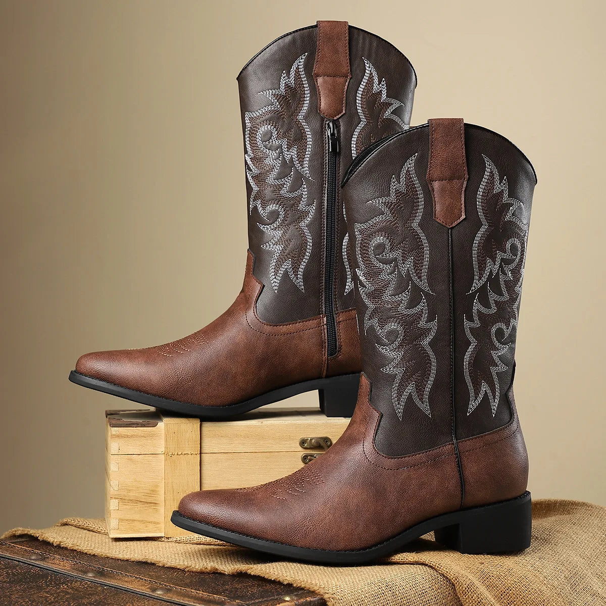 Leather Black Cowboy Boots - Black 2 - Cowboy Outpost