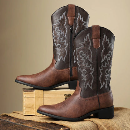 Leather Black Cowboy Boots - Black 2 - Cowboy Outpost