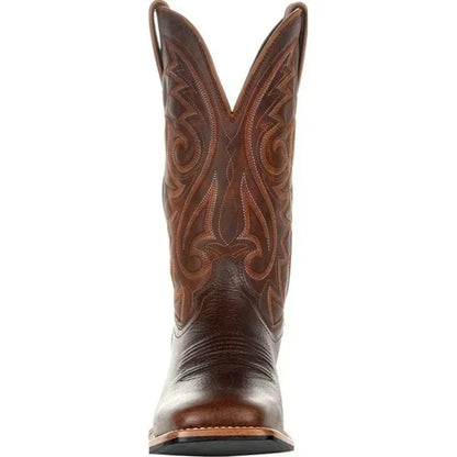 Leather Retro Cowboy Boots - Brown - Cowboy Outpost