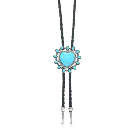 Turquoise Stone Bolo Tie - 01 - Cowboy Outpost