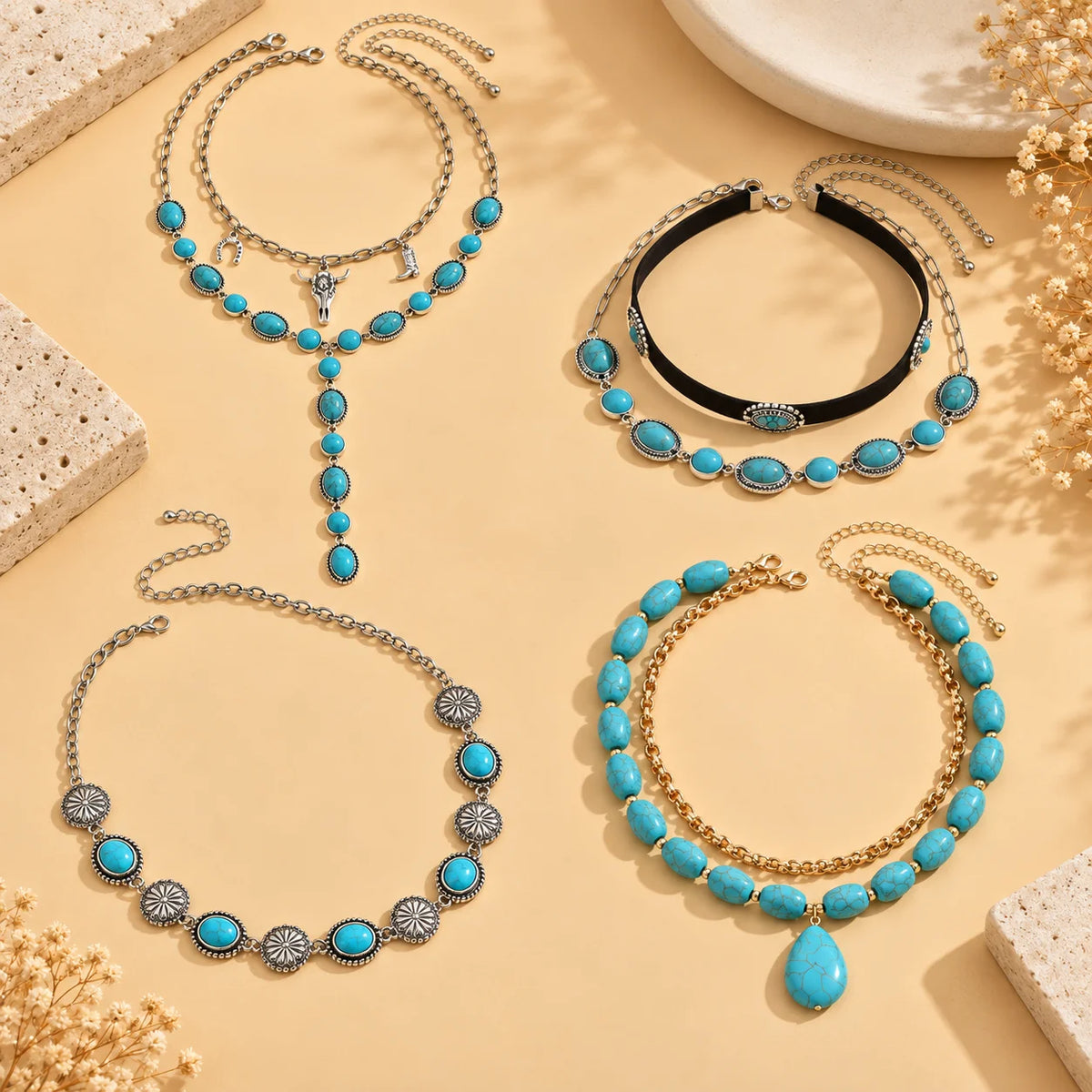 Turquoise Beaded Necklace - Cowboy Outpost