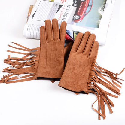 Suede Tassel Gloves - black - Cowboy Outpost