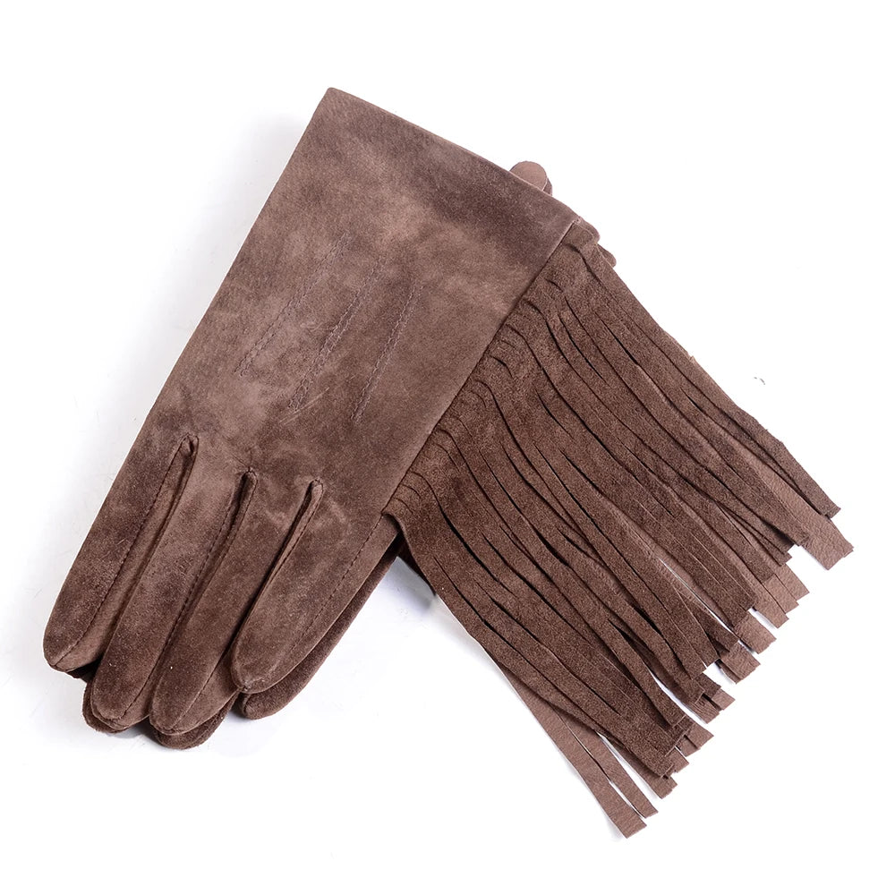 Suede Tassel Gloves - black - Cowboy Outpost