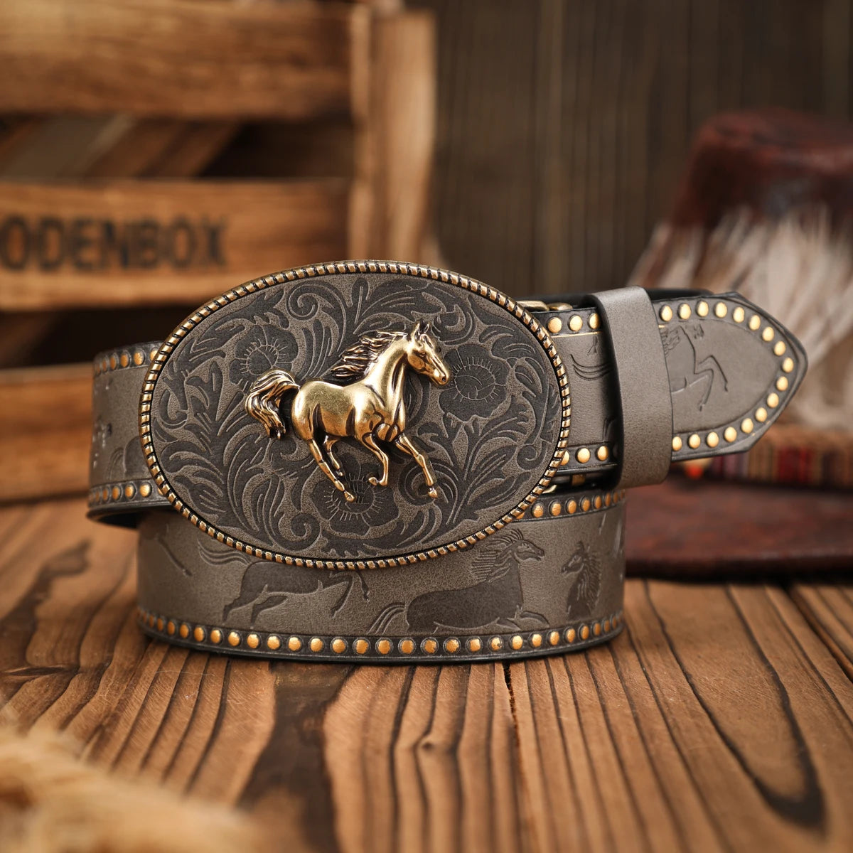 Metal Belt - Camel - GRAY - Cowboy Outpost