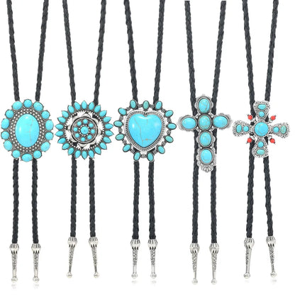 Turquoise Stone Bolo Tie - 07 - Cowboy Outpost