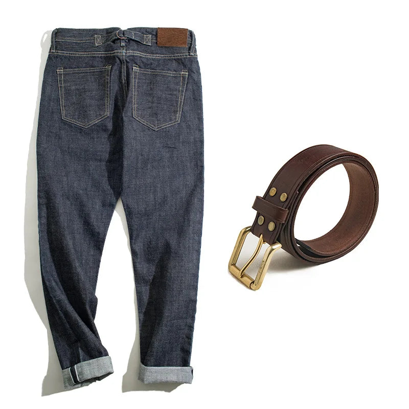 Leather Denim Jeans - Jeans and Belt - Cowboy Outpost