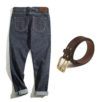Leather Denim Jeans - Jeans and Belt - Cowboy Outpost