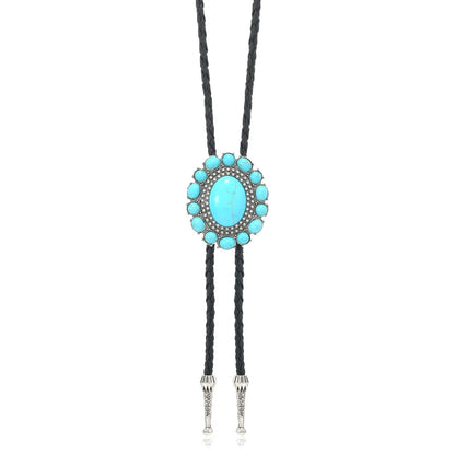 Turquoise Stone Bolo Tie - 05 - Cowboy Outpost