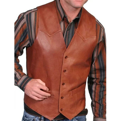 Leather Motorcycle Vests - Brown - Cowboy Outpost