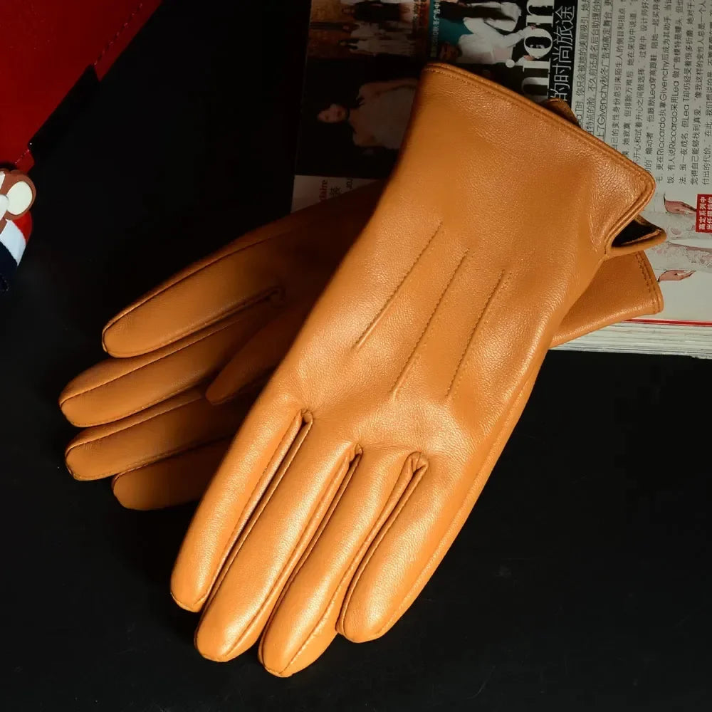Leather Warm Gloves - Chocolate - Cowboy Outpost