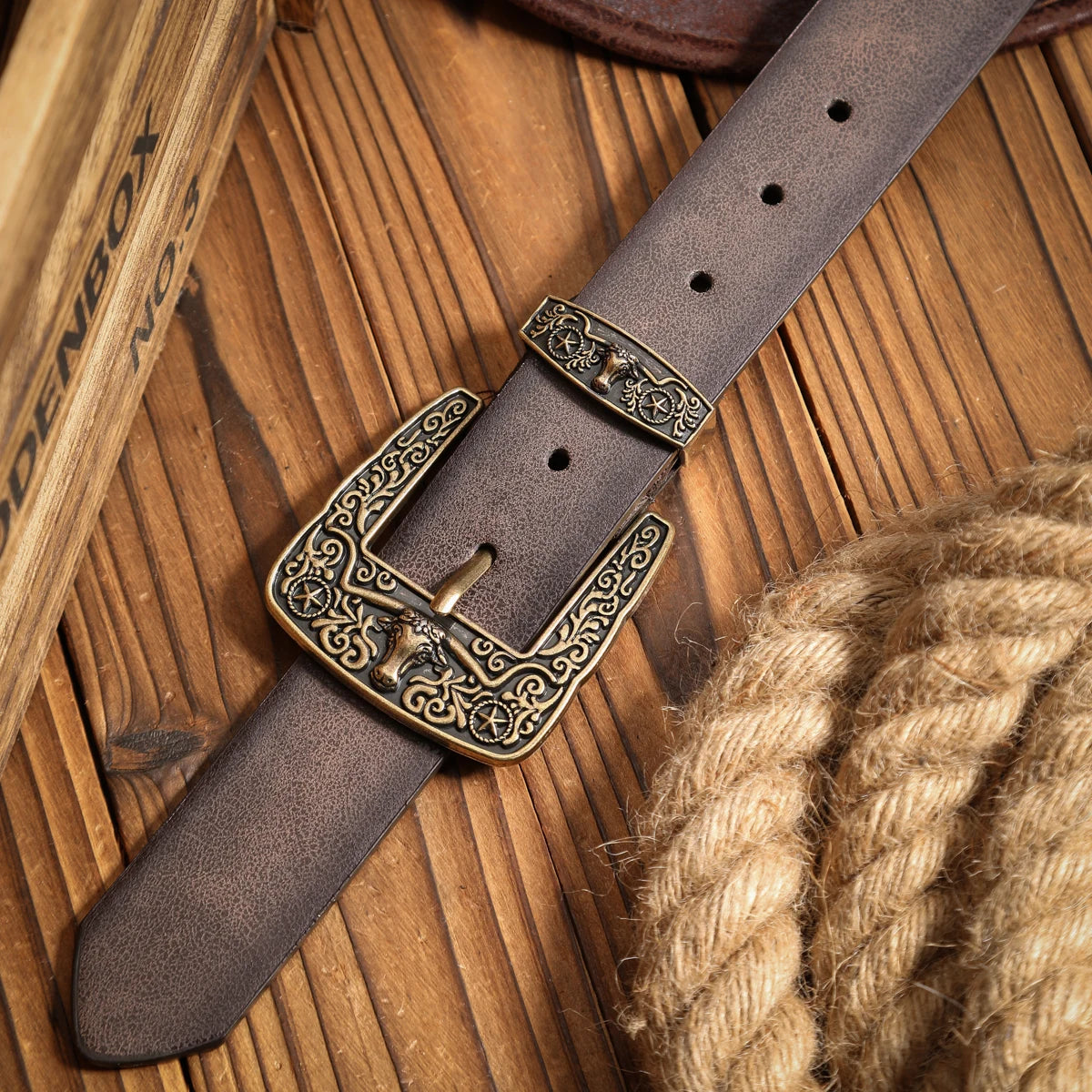 Metal Belt - Brown golden - camel golden - Cowboy Outpost