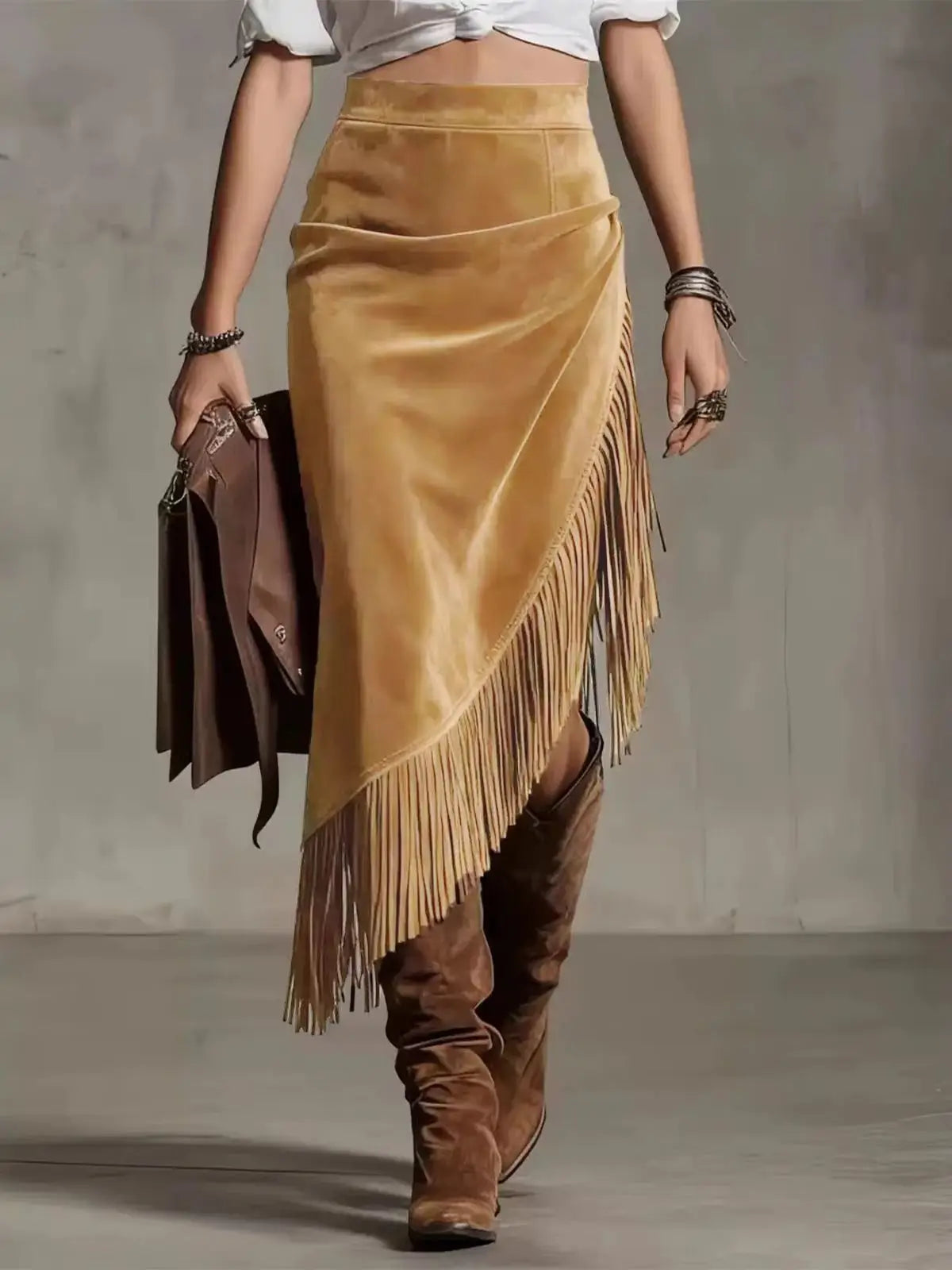 Suede Midi Dress - Khaki - Cowboy Outpost