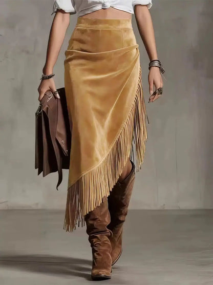 Suede Midi Dress - Khaki - Cowboy Outpost