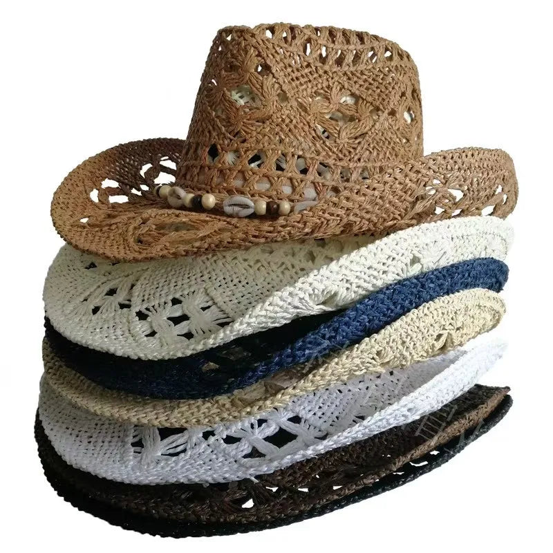 Beach Straw Shell Cowboy Hat - A - Cowboy Outpost