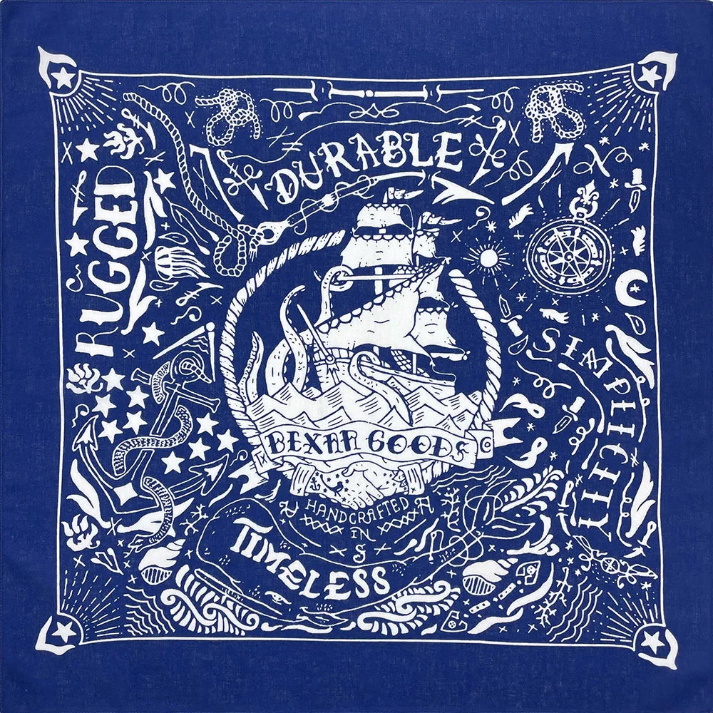 Cotton Nautical Bandana - Sapphire blue - Cowboy Outpost