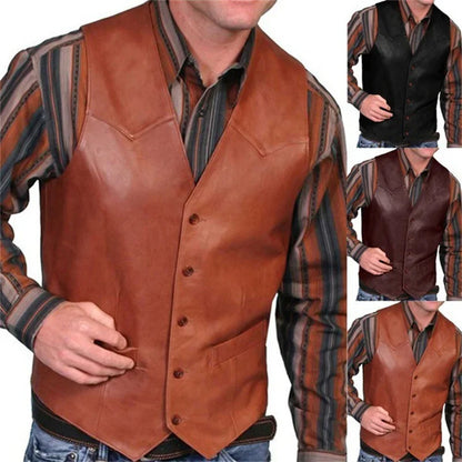 Leather Motorcycle Vests - Brown - Cowboy Outpost