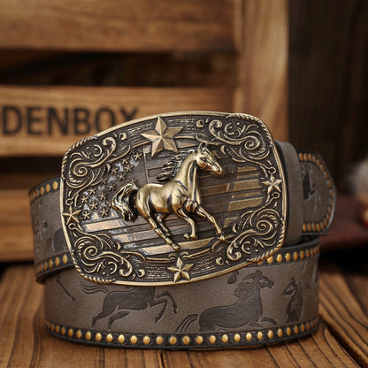 Casual Buckle Belt - black golden - Cowboy Outpost