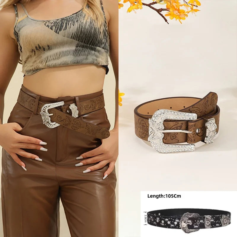 Leather Rhinestone Belt - A1 - Cowboy Outpost