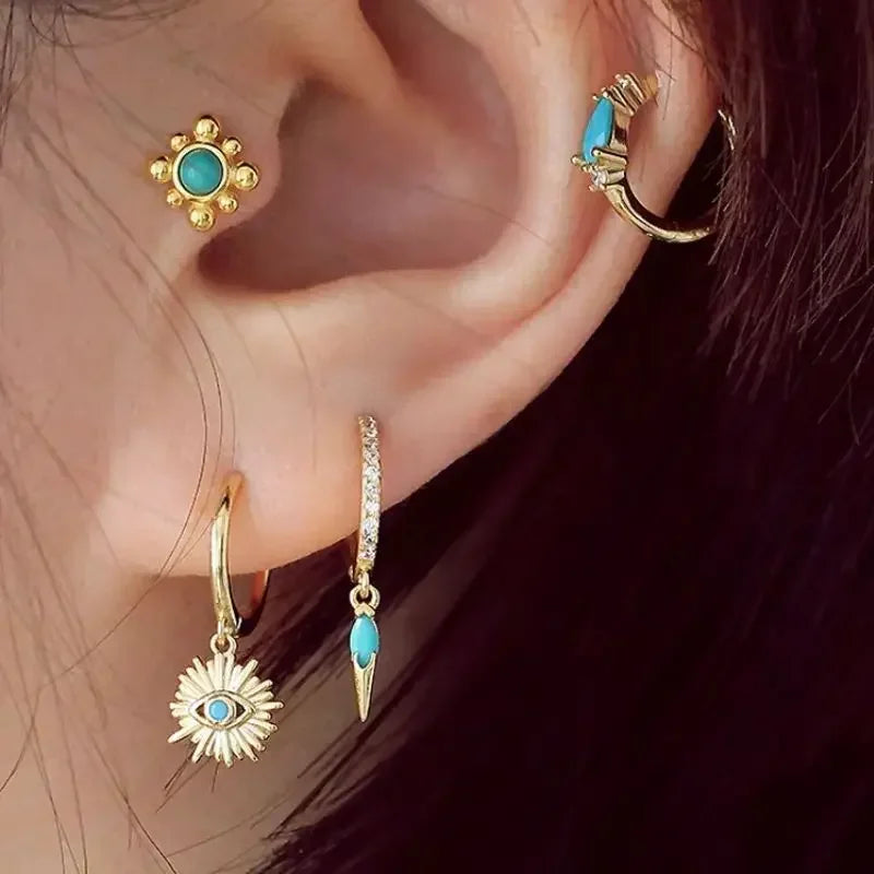 Turquoise Silver Earrings - Cowboy Outpost