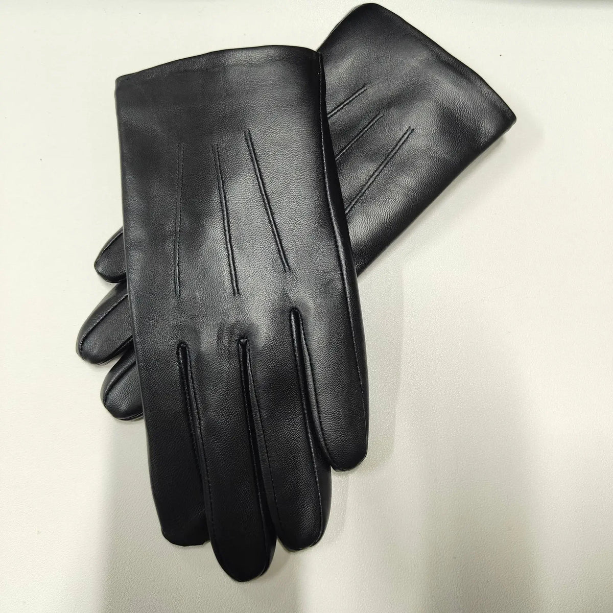 Leather Warm Gloves - black - Cowboy Outpost