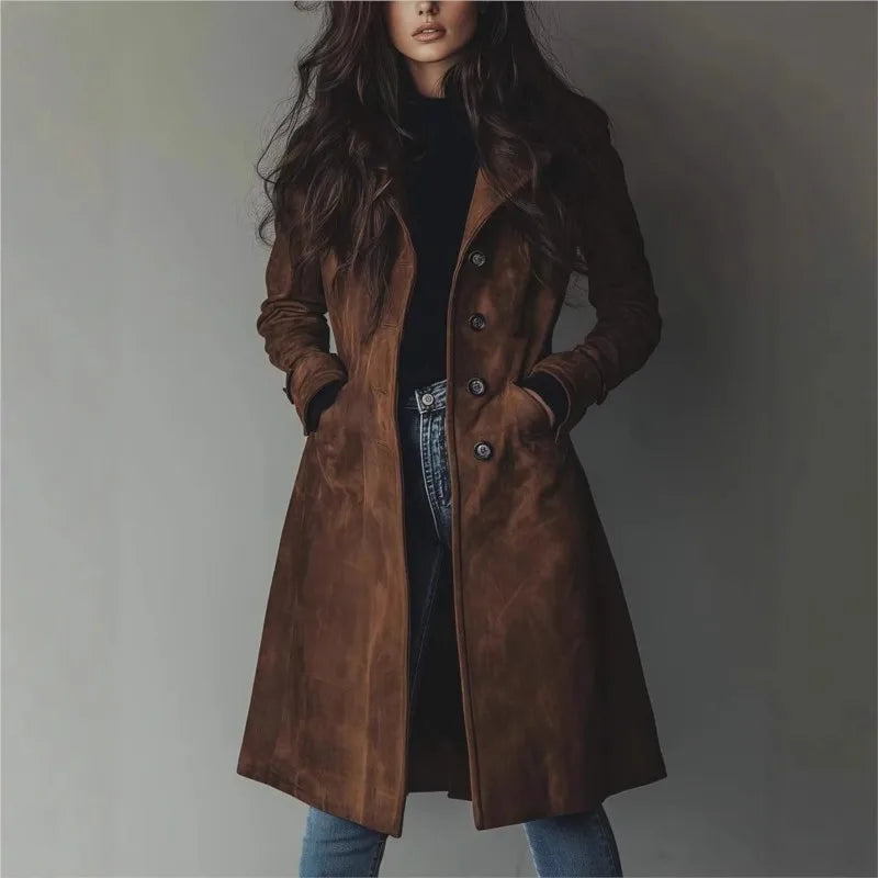 Elegant Suede Jacket - Dark brown - Cowboy Outpost