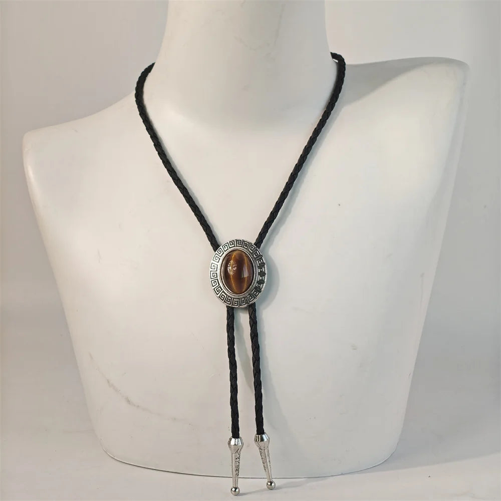 Leather Natural Bolo Tie - 07 - Cowboy Outpost