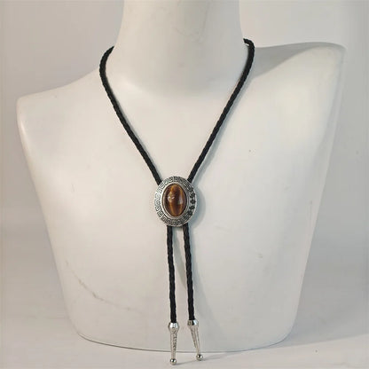 Leather Natural Bolo Tie - 07 - Cowboy Outpost