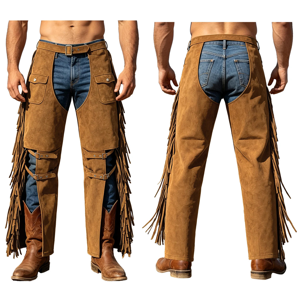 Suede Halloween Chaps - White A - Cowboy Outpost