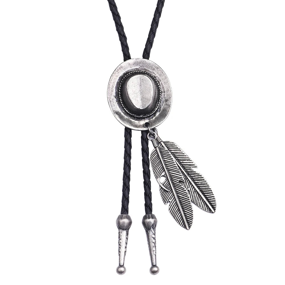 Leather Retro Bolo Tie - 1 - Cowboy Outpost