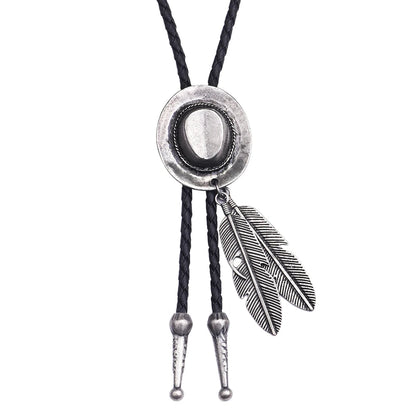 Leather Retro Bolo Tie - 1 - Cowboy Outpost