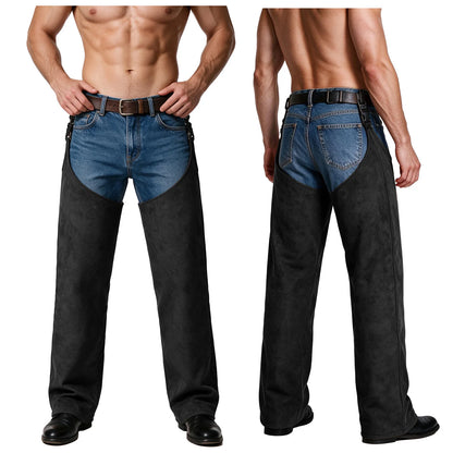 Suede Buckle Chaps - Blue - Cowboy Outpost