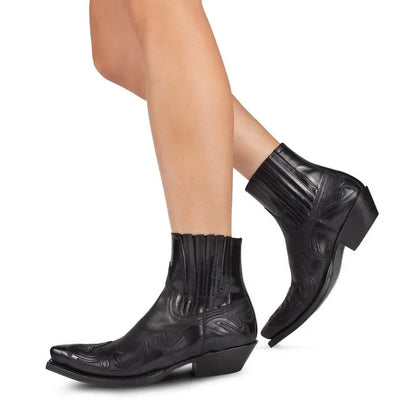 Leather Embroidery Cowboy Boots - Brown - Cowboy Outpost