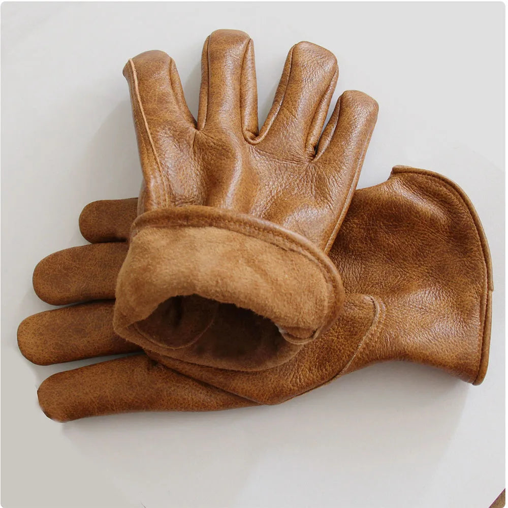 Leather Work Gloves - Brown - Cowboy Outpost