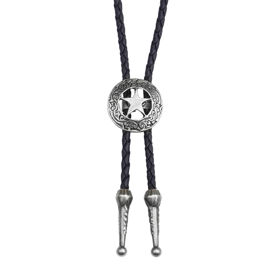 Leather Retro Bolo Tie - 3 - Cowboy Outpost