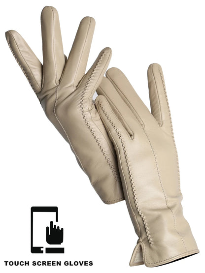 Leather Sheepskin Gloves - Beige Touch - Cowboy Outpost