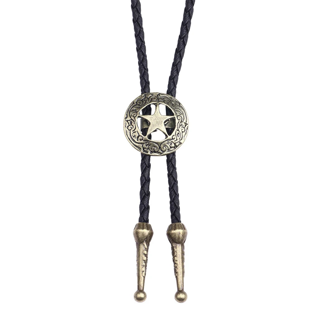 Leather Retro Bolo Tie - 14 - Cowboy Outpost