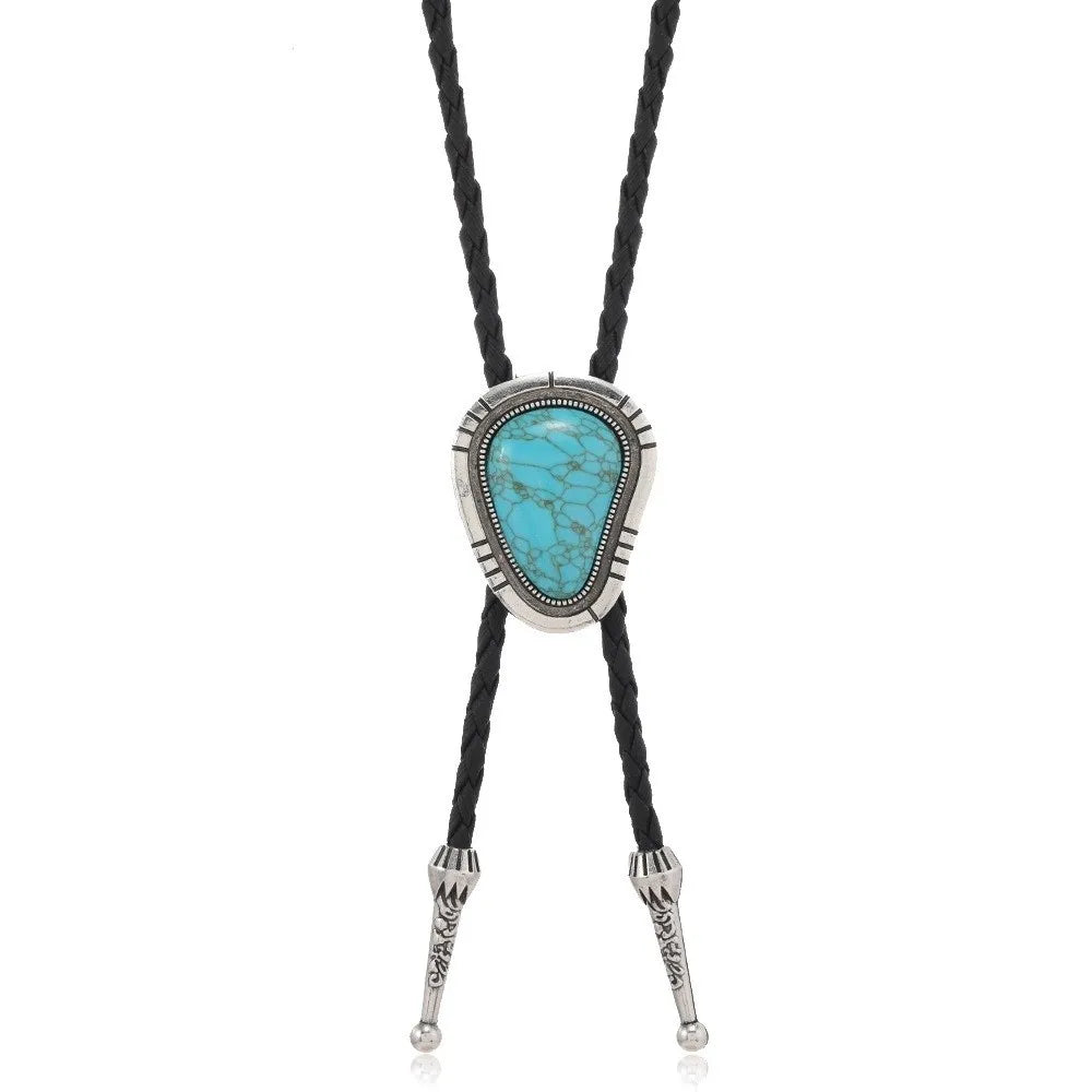 Turquoise Silver Bolo Tie - Cowboy Outpost