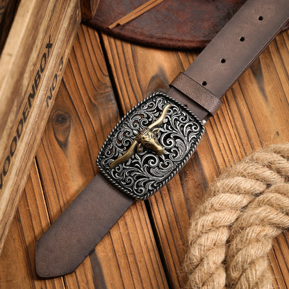 Retro Buckle Belt - camel - Cowboy Outpost