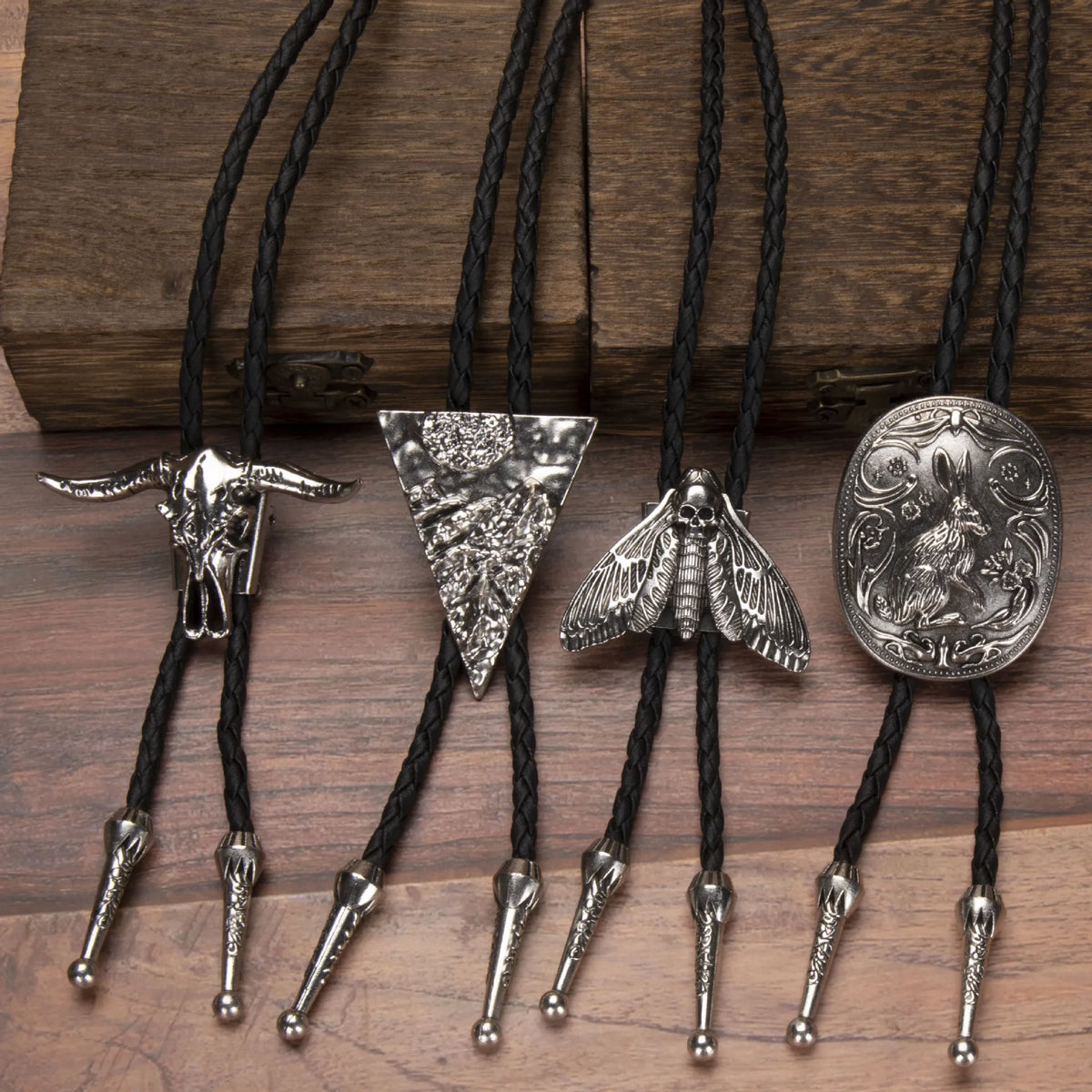 Leather Rechicgu Bolo Tie - 05 - Cowboy Outpost