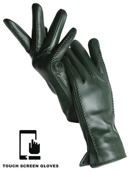 Leather Sheepskin Gloves - Beige Touch - Cowboy Outpost