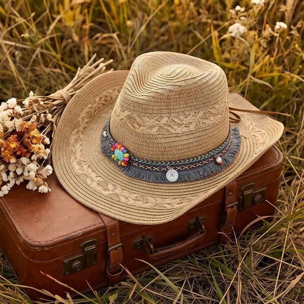 Straw Woven Cowboy Hat - Ivory - Cowboy Outpost