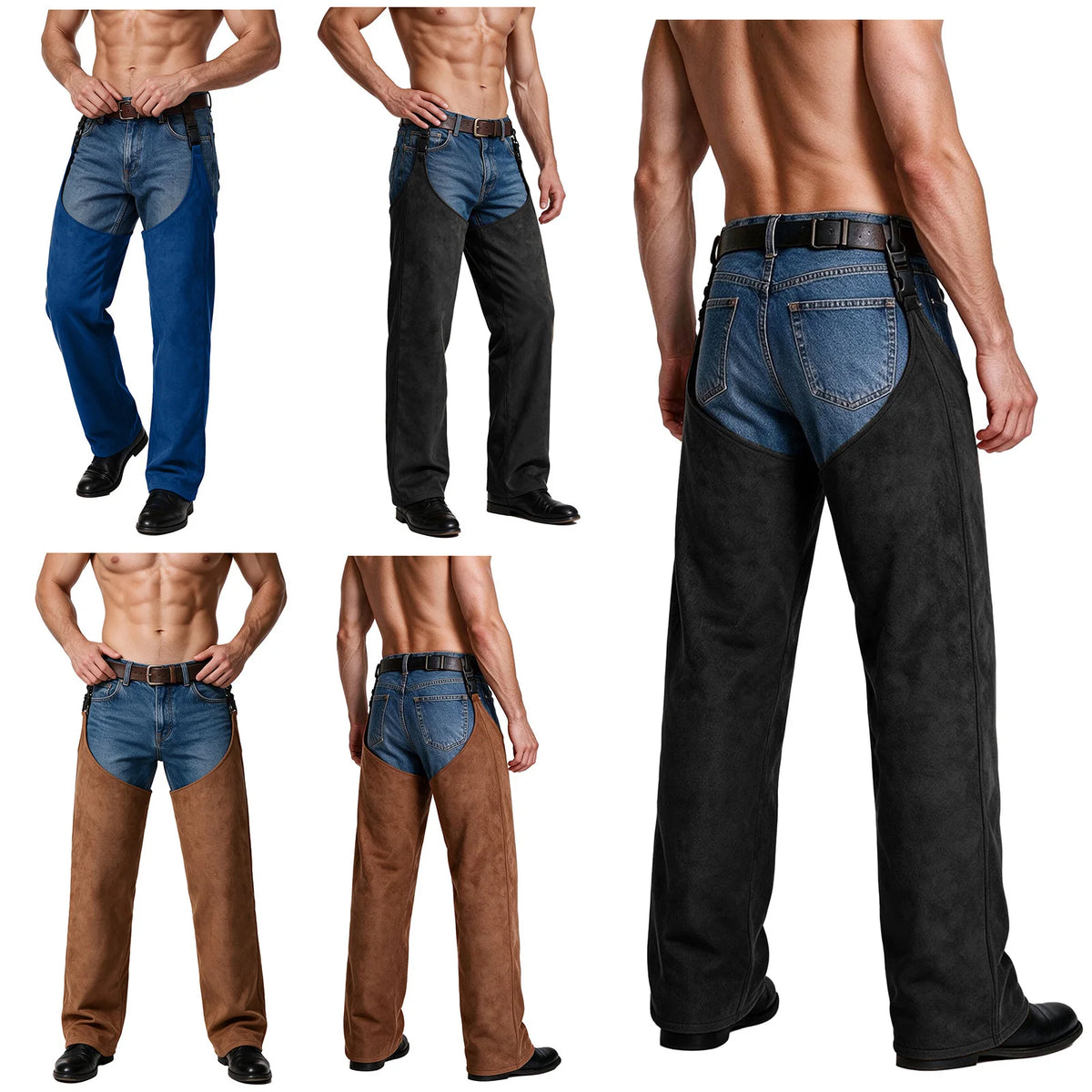 Suede Buckle Chaps - Blue - Cowboy Outpost