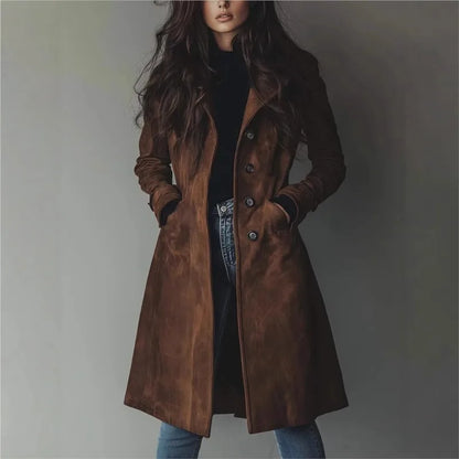 Elegant Suede Jacket - Dark brown - Cowboy Outpost