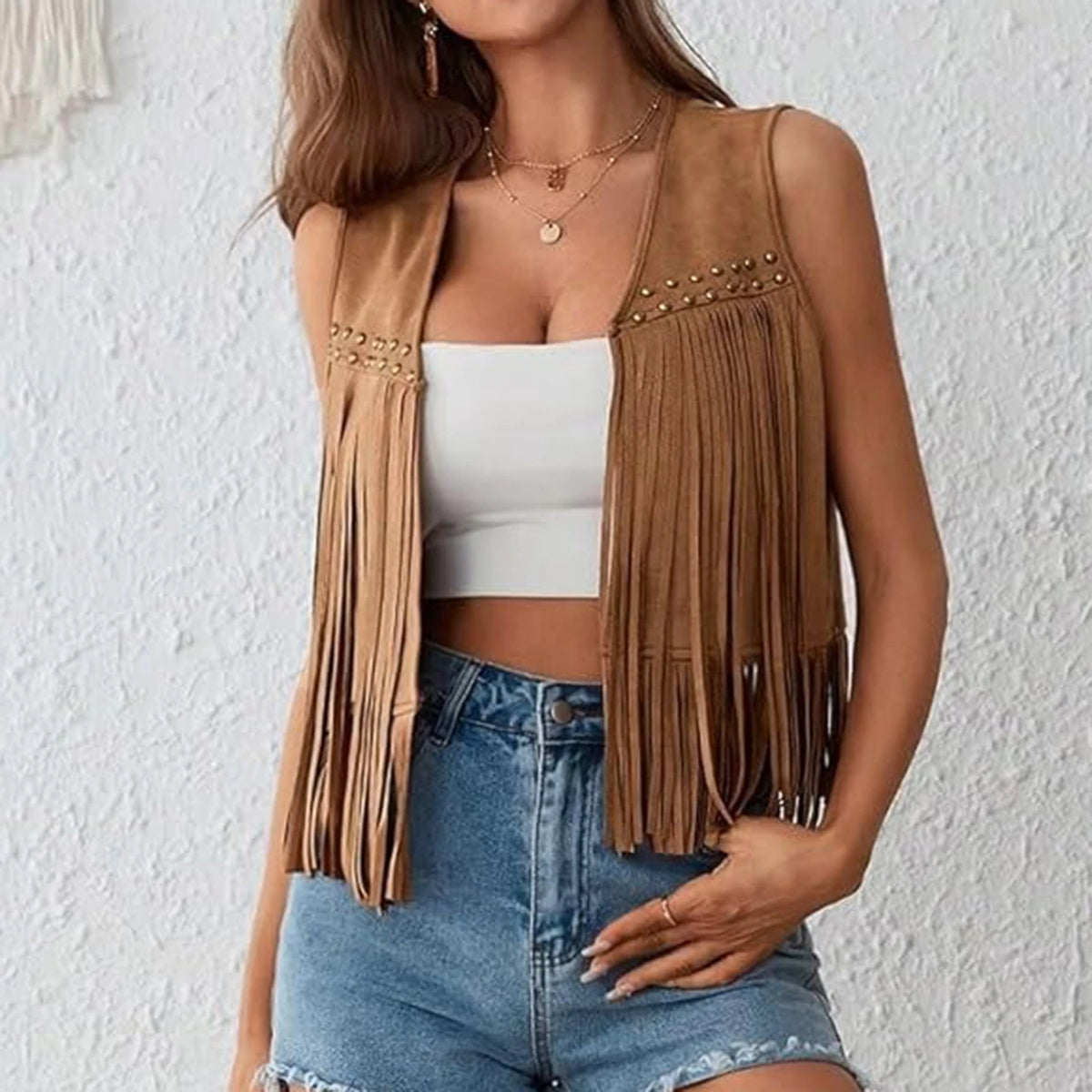 Suede Women's Vests - black - Cowboy Outpost