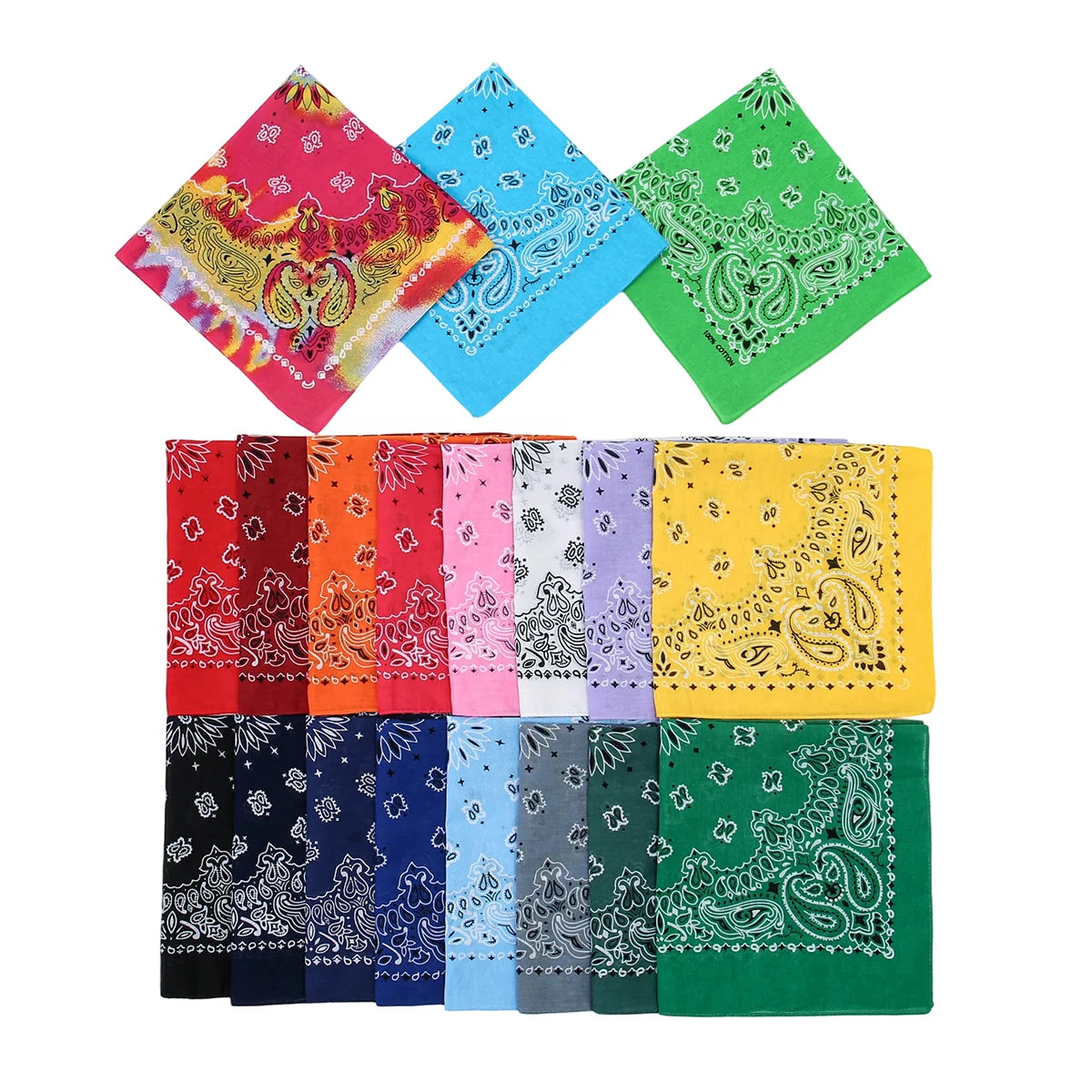 Square Cotton Paisley Bandana - qianhui - Cowboy Outpost