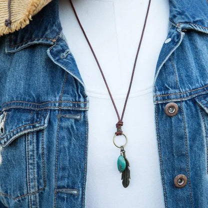 Leather Maroon Necklace - Cowboy Outpost