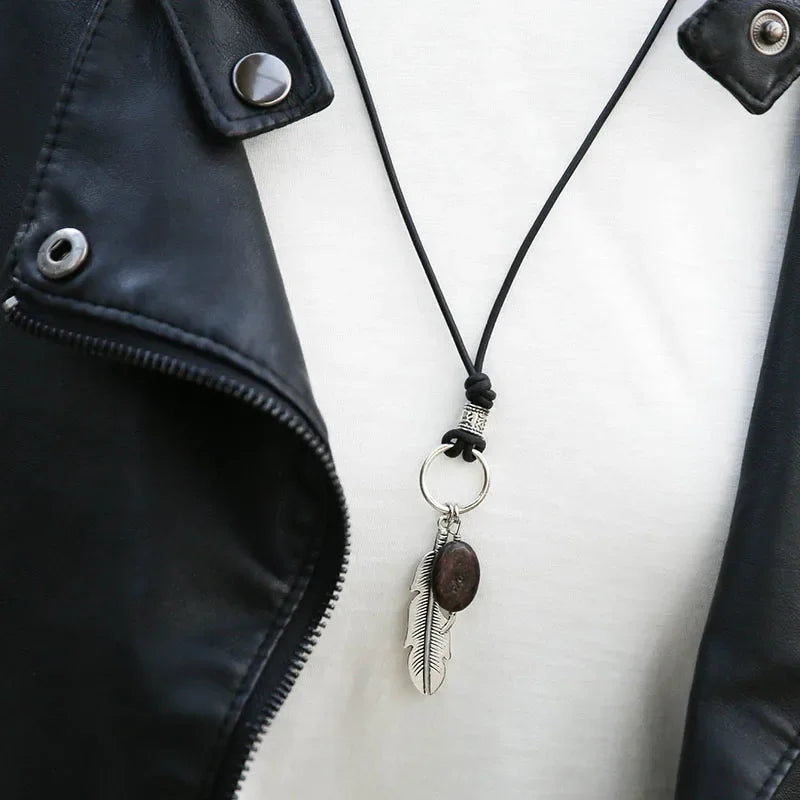 Leather Maroon Necklace - Cowboy Outpost