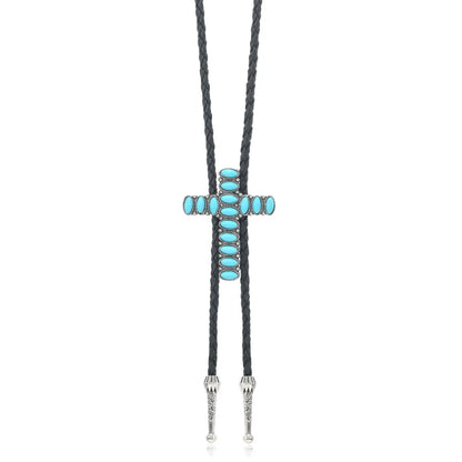 Turquoise Stone Bolo Tie - 04 - Cowboy Outpost