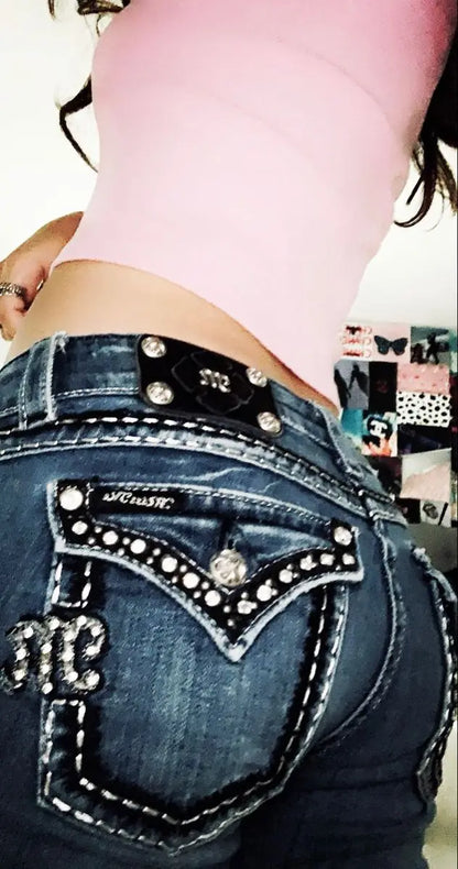 Embroidered Flare Jeans - 2 - Cowboy Outpost