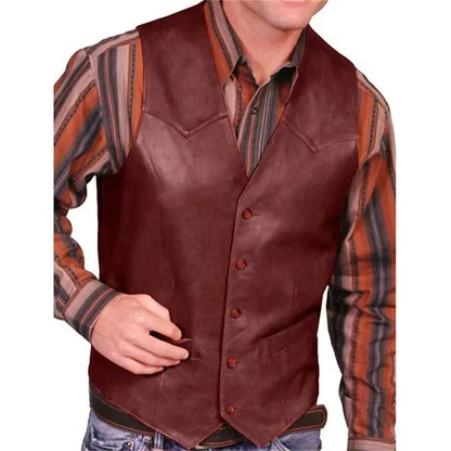 Leather Motorcycle Vests - Red - Cowboy Outpost